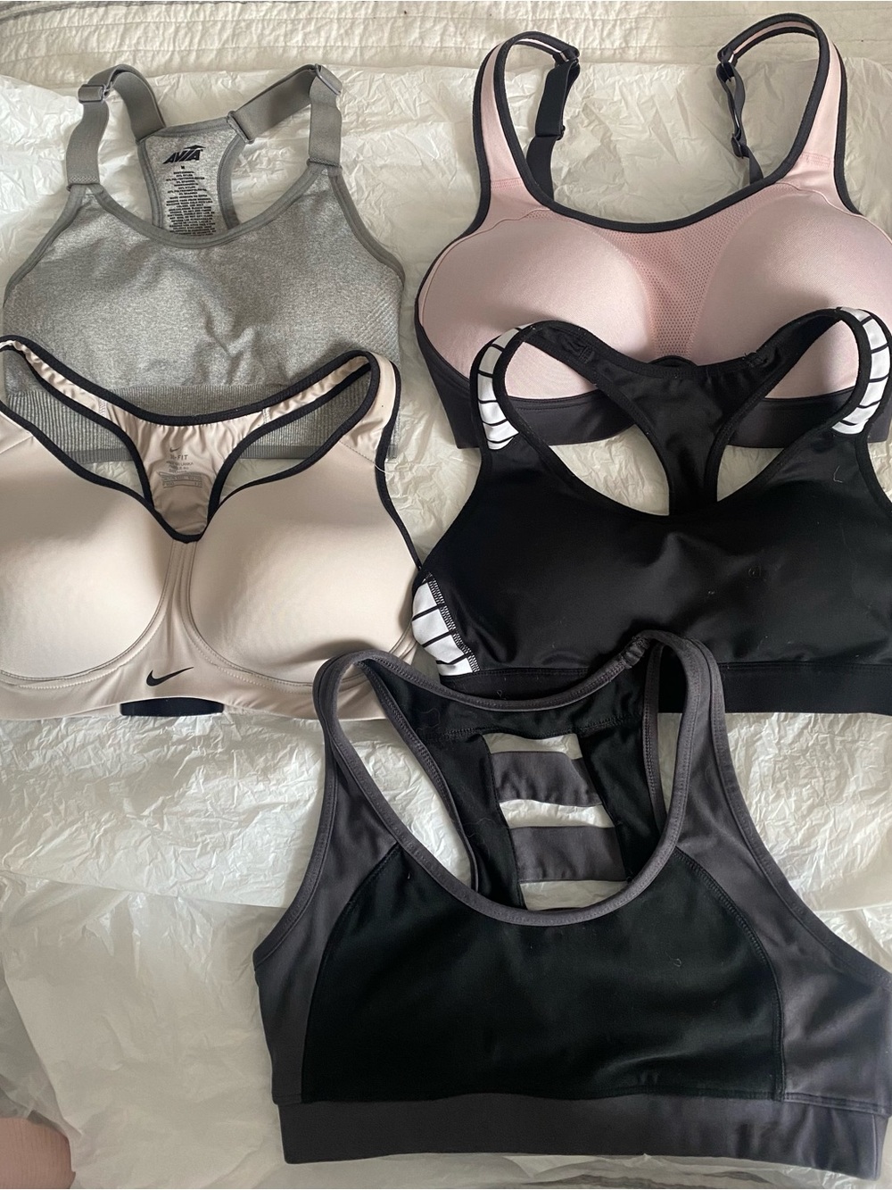 Nike and other Sports brands- Sport Bra Set - Black, Light Pink, Gray, Beige